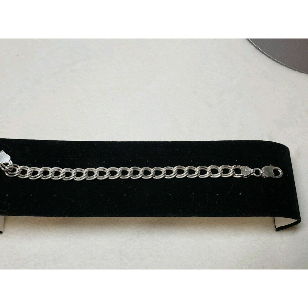 VTG GLO ITALY 925 STERLING SILVER HEAVY CHARM 7" BRACELET
